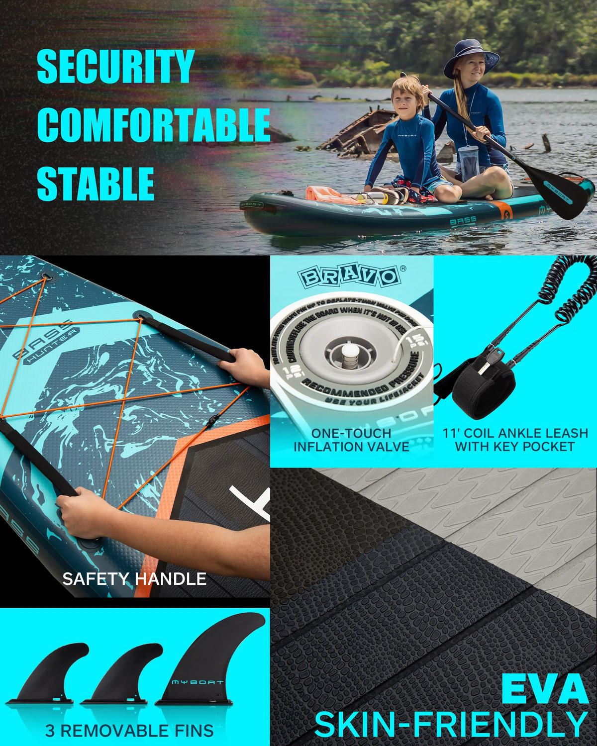 STAND UP PADDLE BOARD 353x86x15cm Blau - Blau, Kunststoff (353/86cm) - Kaket