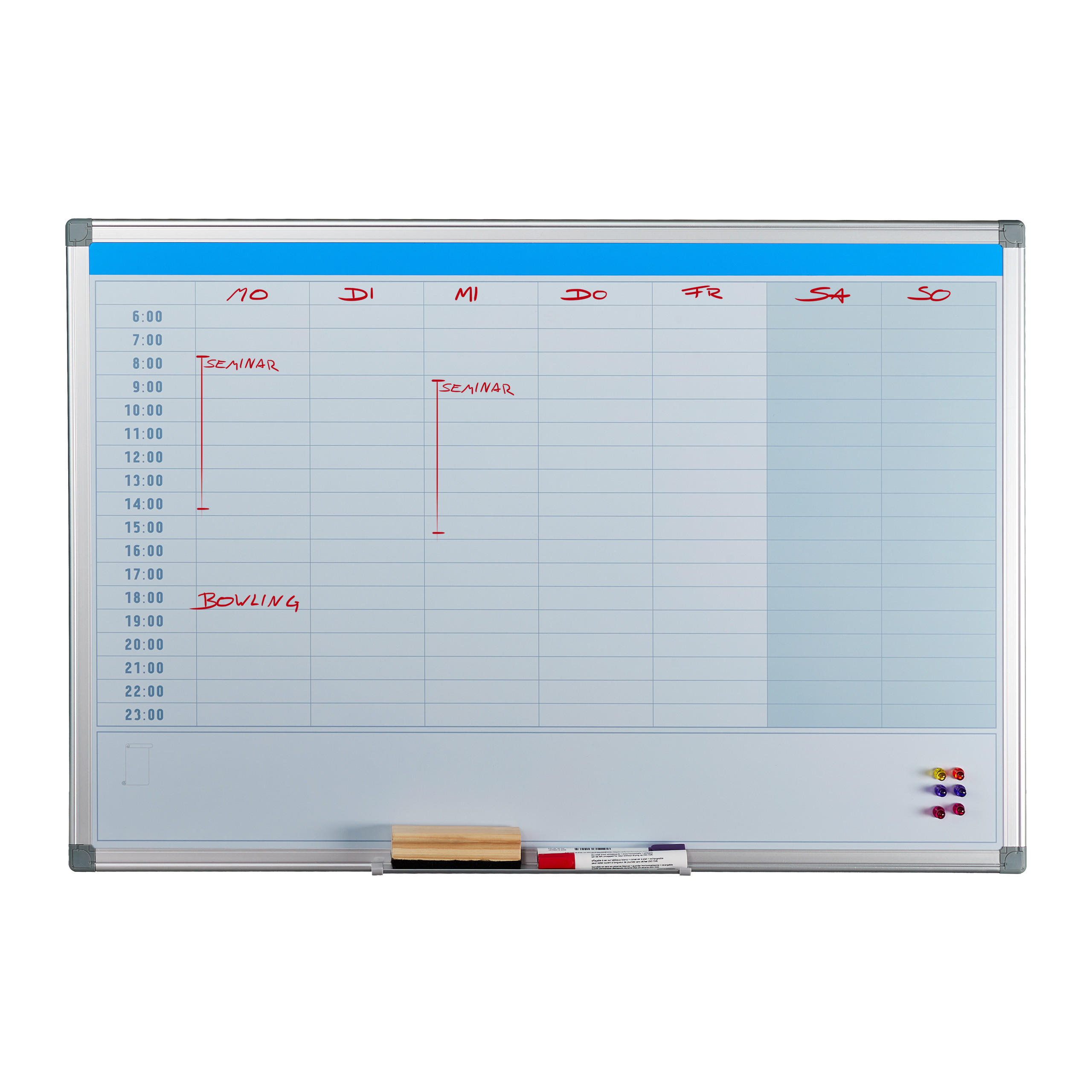 Relaxdays WHITEBOARD bílá stříbrná magnetické denní plánovač 60x90 cm