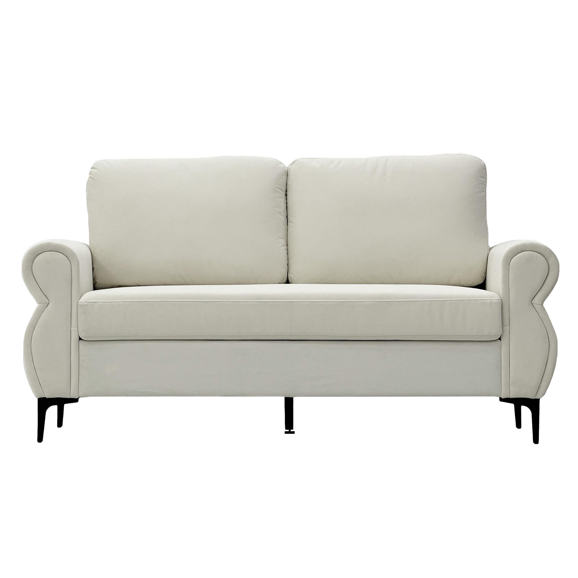 2-SITZER SOFA Polyester Cremeweiß mit Metallfüßen - Creme, Holzwerkstoff/Textil (173.5/92/81cm) - WISHDOR