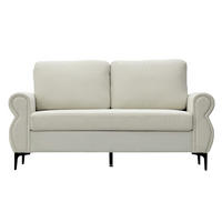 2-SITZER SOFA Polyester Cremeweiß mit Metallfüßen - Creme, Holzwerkstoff/Textil (173.5/92/81cm) - WISHDOR