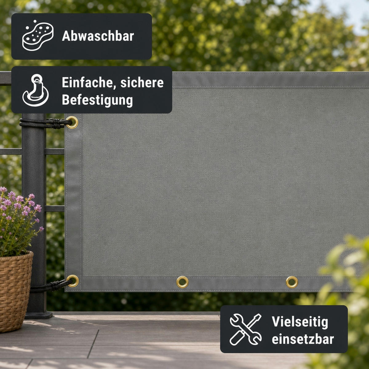 ABDECKPLANE 280 g/m² - Grau, Kunststoff (40/25/25cm) - BONI-SHOP