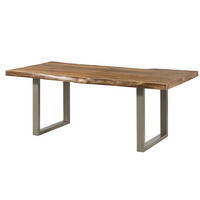 BAUMTISCH Mango 220x100x77 natur lackiert / U-Beine silber matt FREEFORM 5 - Braun, Holz (100/220/77cm) - Massivmoebel24