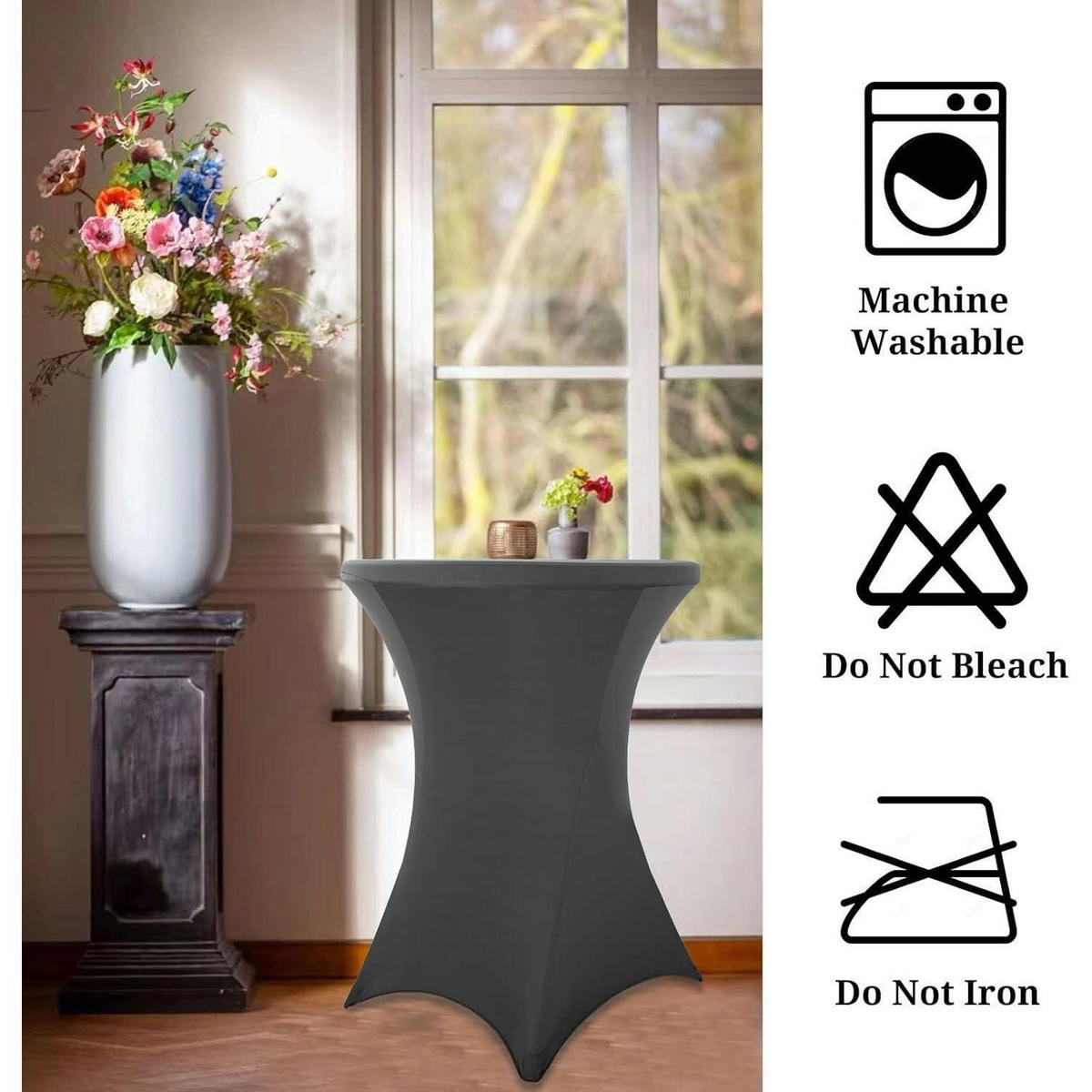 STEHTISCHHUSSE 4er-Set Dunkelgrau Ø 80-85 cm - Anthrazit, Textil (81.3/81.3cm)