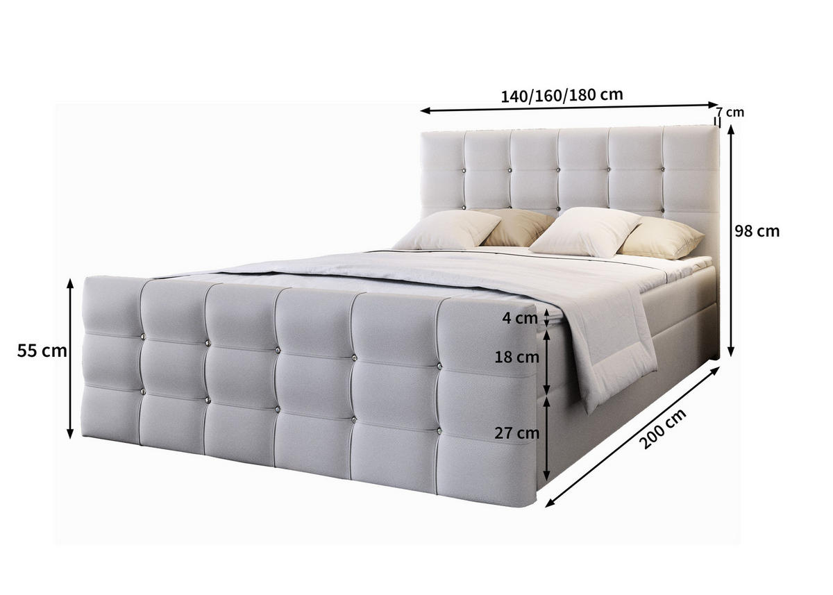 BOXBETT SLAT 160x200 cm mit Matratze und Topper - Beige - Beige, Holz (160/200cm) - MASSENO