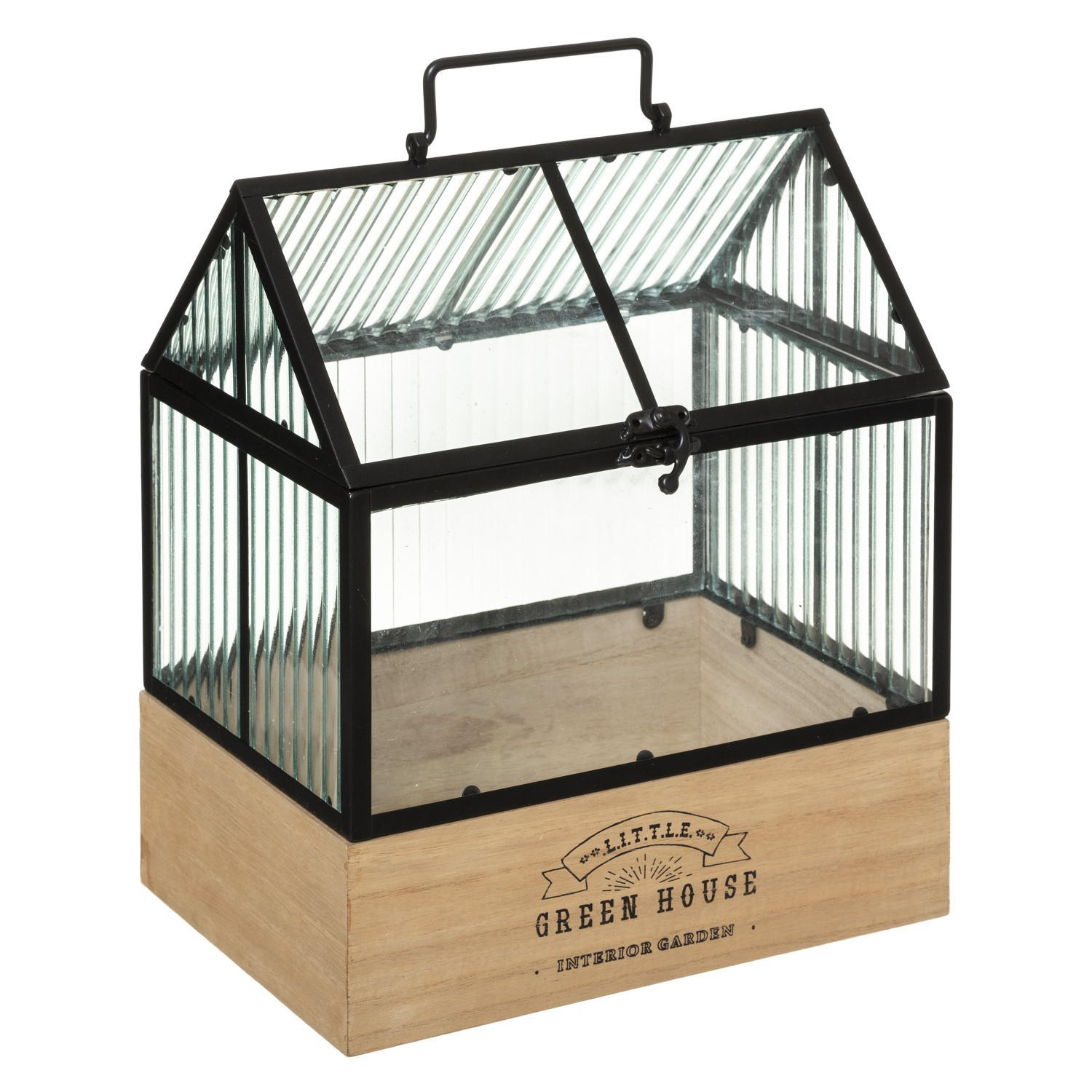MINI-GEWÄCHSHAUS Holzbasis - Transparent, Glas (18/30.5/26cm) - Atmosphera Createur d´interieur