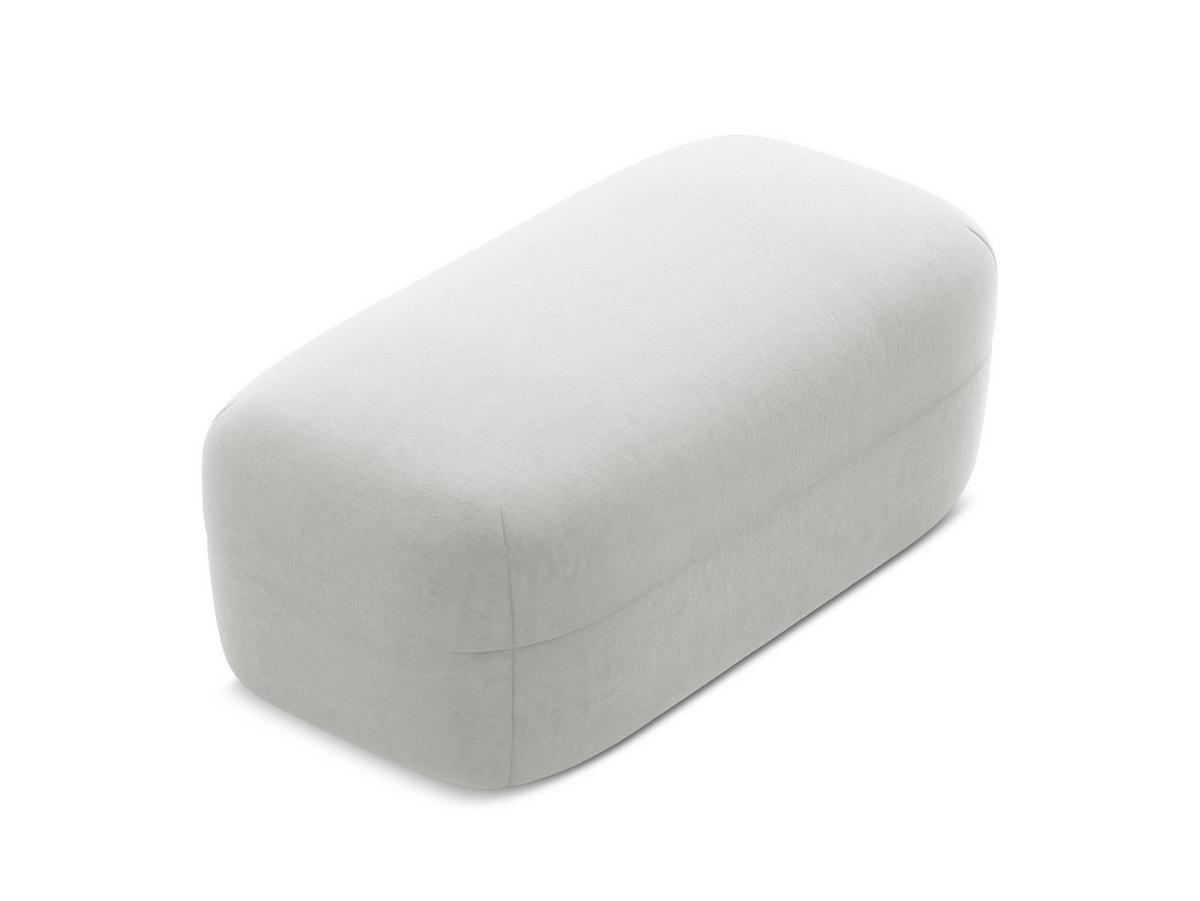 POUF Samt Stoff Grau - Silberfarben/Schwarz, Kunststoff/Textil (92/40/48cm) - Makamii