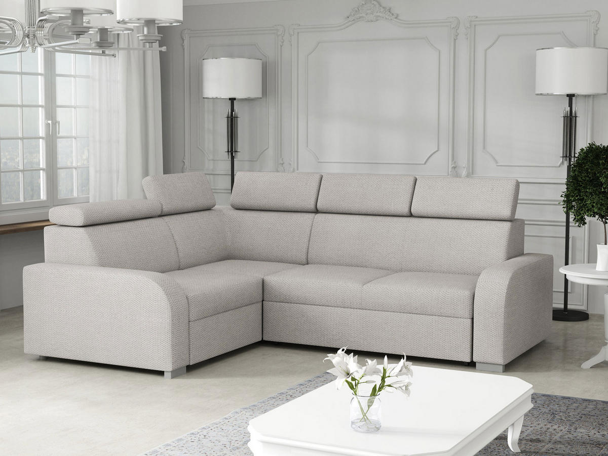 ECKSOFA Oslo 2rR1 80 - Silberfarben/Hellgrau, Holz/Kunststoff (250/200cm) - MIRJAN24