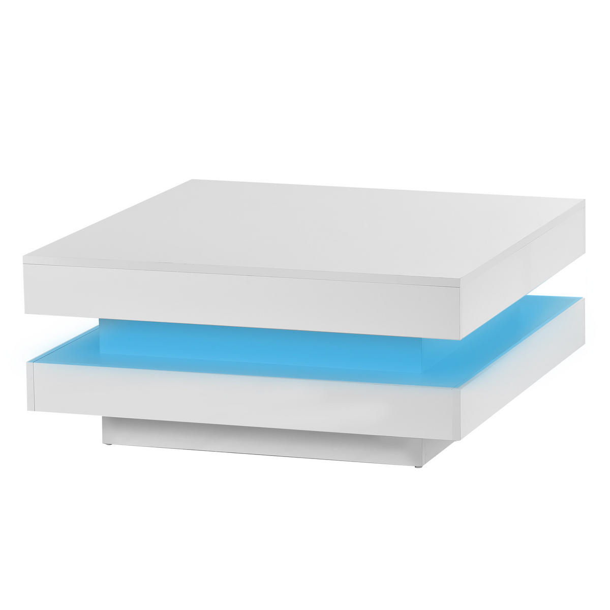 COUCHTISCH mit Bluetooth-LED-Leiste und quadratischem Design Weiß 70/70/36 cm - Weiß, Holzwerkstoff (70/70/36cm) - EVRYAE