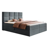 BOXSPRINGBETT mit Topper 160x200 Solo, Bettkasten, Matratze, Dunkelgrau - Dunkelgrau, Holz/Textil (160/200cm) - Emporius