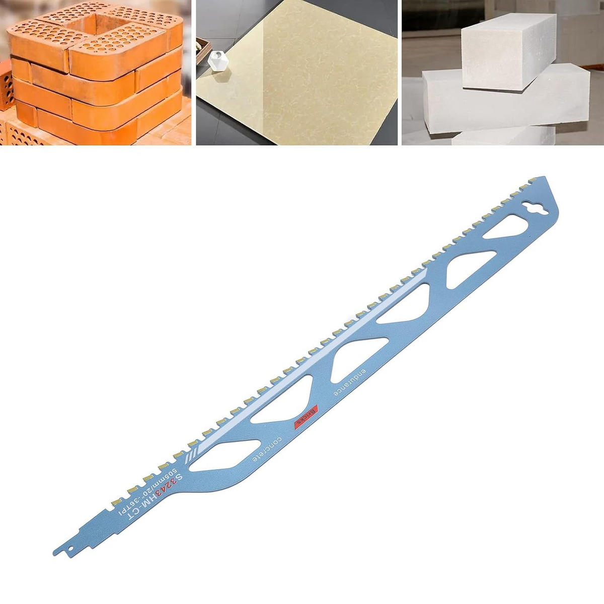 SÄGEBLATT - geeignet für Porenbeton, Ziegel, Zementplatten und Beton, 505 mm lang. - Blau, Metall (50.5/5.2/1cm) - DCA