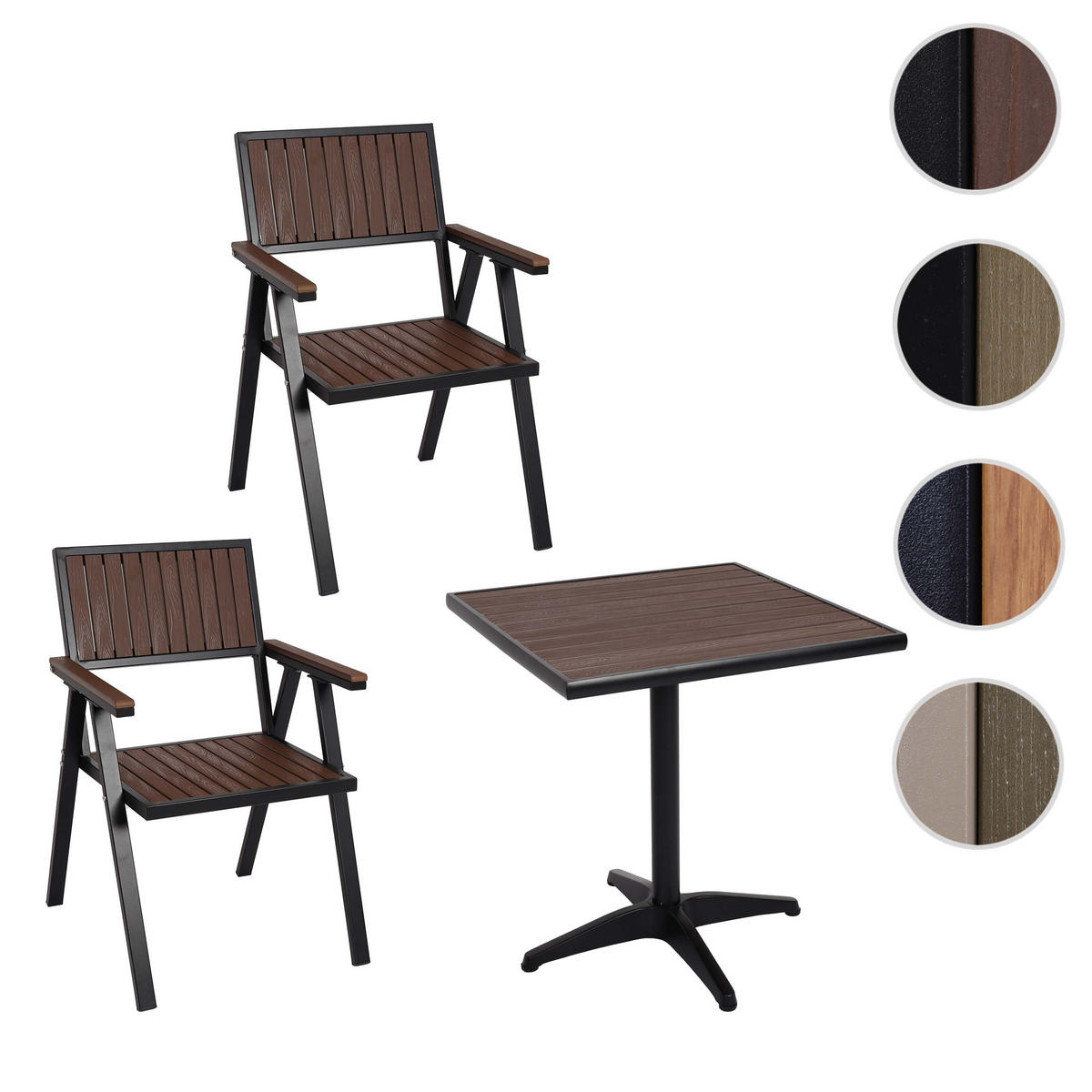 GARTENSTUHL+GARTENTISCH Schwarz, Dunkelbraun - Dunkelbraun/Schwarz, Kunststoff - MCW