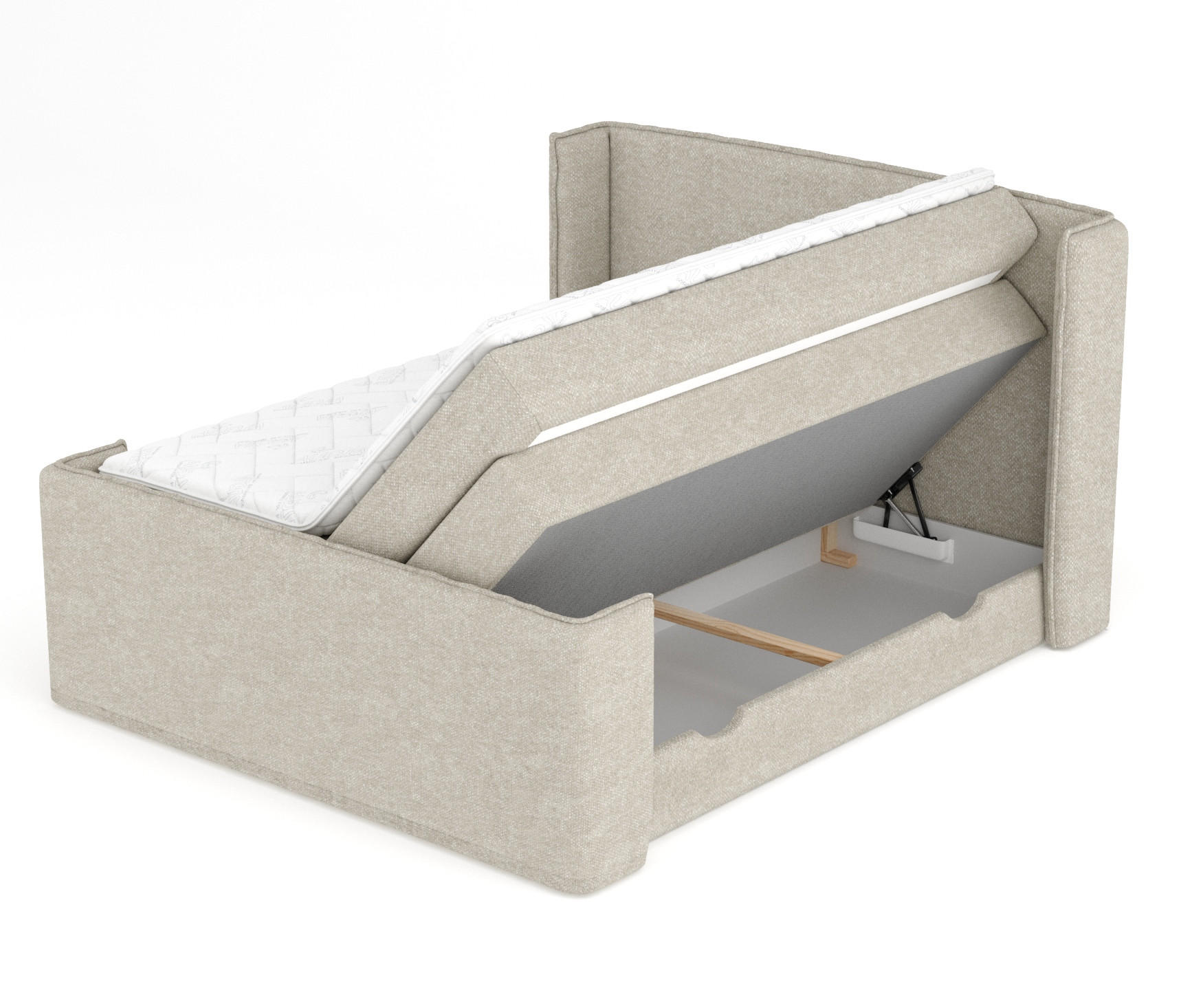 BOXSPRINGBETT Freeland Beige Grau 160/200 cm mit Matratze und Topper - Beige/Schwarz, Holz/Holzwerkstoff (160/200cm) - Maison de Reve