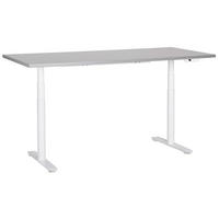 SCHREIBTISCH grauweiß 180/72 cm elektrisch höhenverstellbar Destin IV - Weiß/Grau, Holz (72/180/67cm) - Beliani