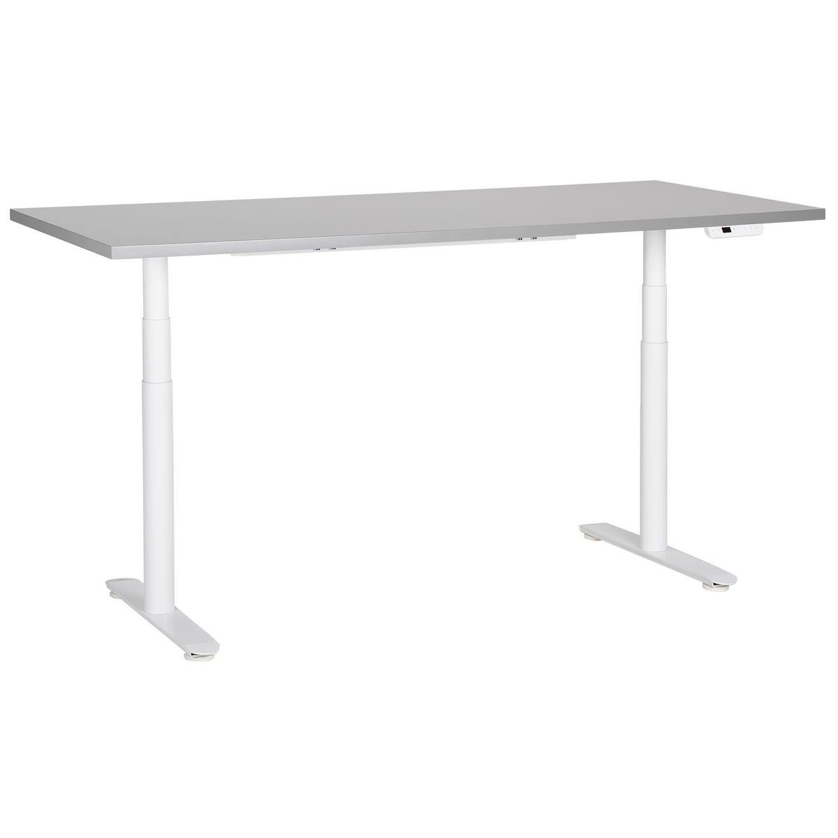 SCHREIBTISCH grauweiß 180/72 cm elektrisch höhenverstellbar Destin IV - Weiß/Grau, Holz (72/180/67cm) - Beliani