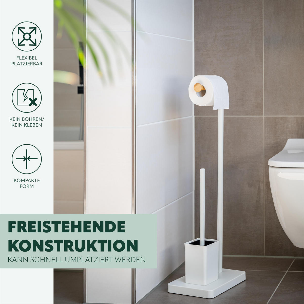 STAND-WC-GARNITUR, weiß - Weiß, Kunststoff (23/70/18cm) - bremermann