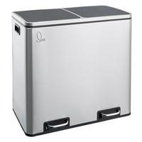 MÜLLTRENNSYSTEM TM2X24 – 48 Liter Mülleimer mit 2 Fächern (2x24L), Treteimer mit Softclose, Silber - Silberfarben, Metall (59/54.5/36cm) - SVITA