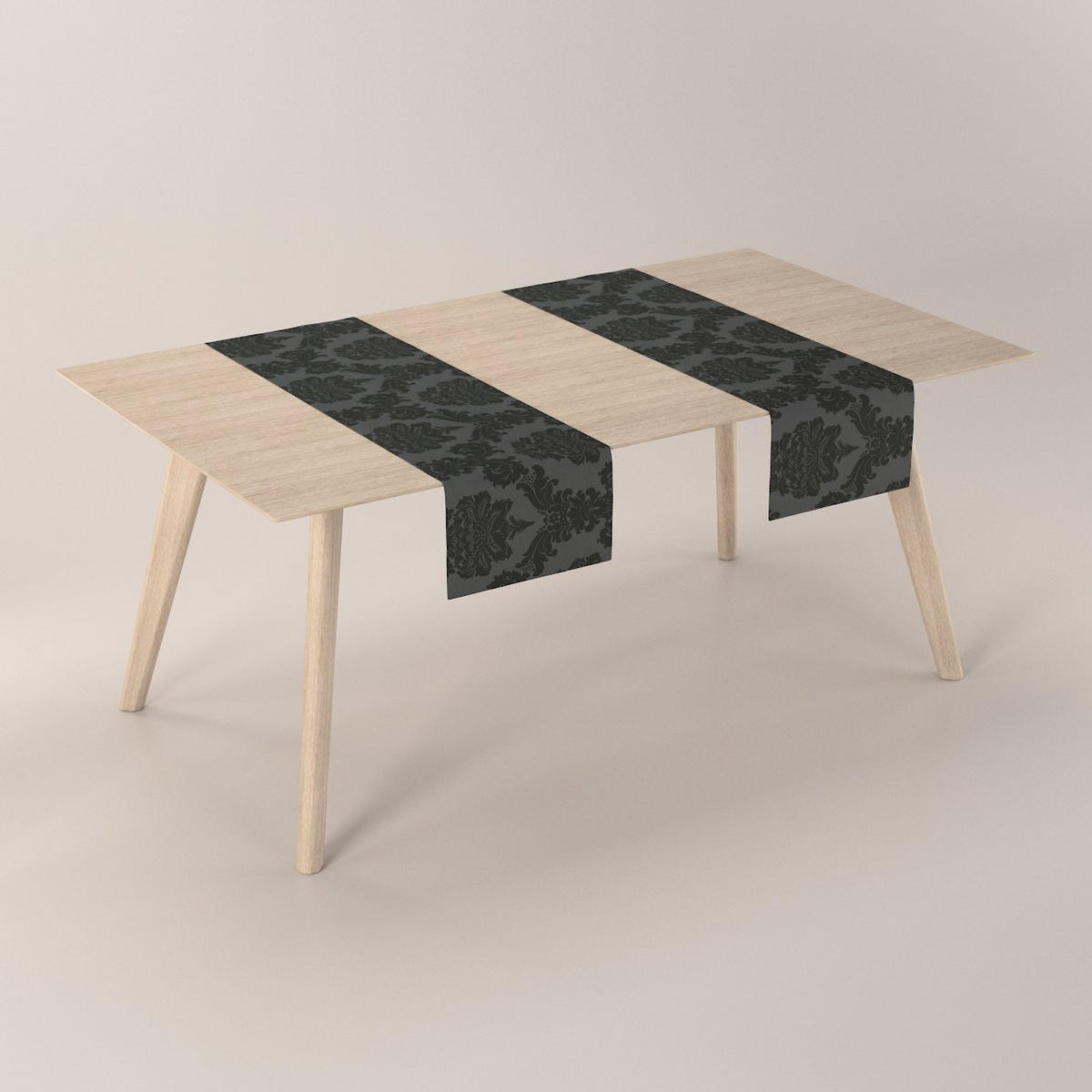 TISCHLÄUFER Damasco, schwarz, 40x130 cm - Schwarz, Textil (40/130cm) - Dekoria