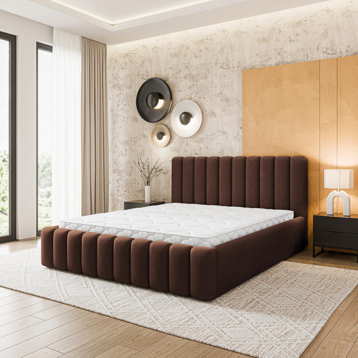 ČALOUNĚNÁ Postel DINESE 160x200 cm Hnědá - hnědá, kompozitní dřevo/textil (160/200cm) - MASSENO