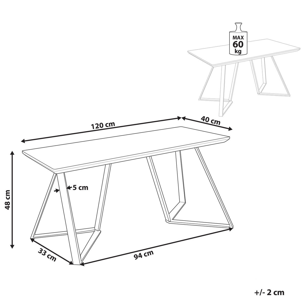 BANK Braun Upton - Schwarz/Braun, Holzwerkstoff (40/48/120cm) - Beliani