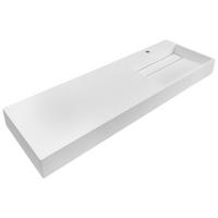 HÄNGEWASCHBECKEN Weiß 150/48 cm Mineralguss Cusco - Weiß, Naturmaterialien (150/13/48cm) - Beliani