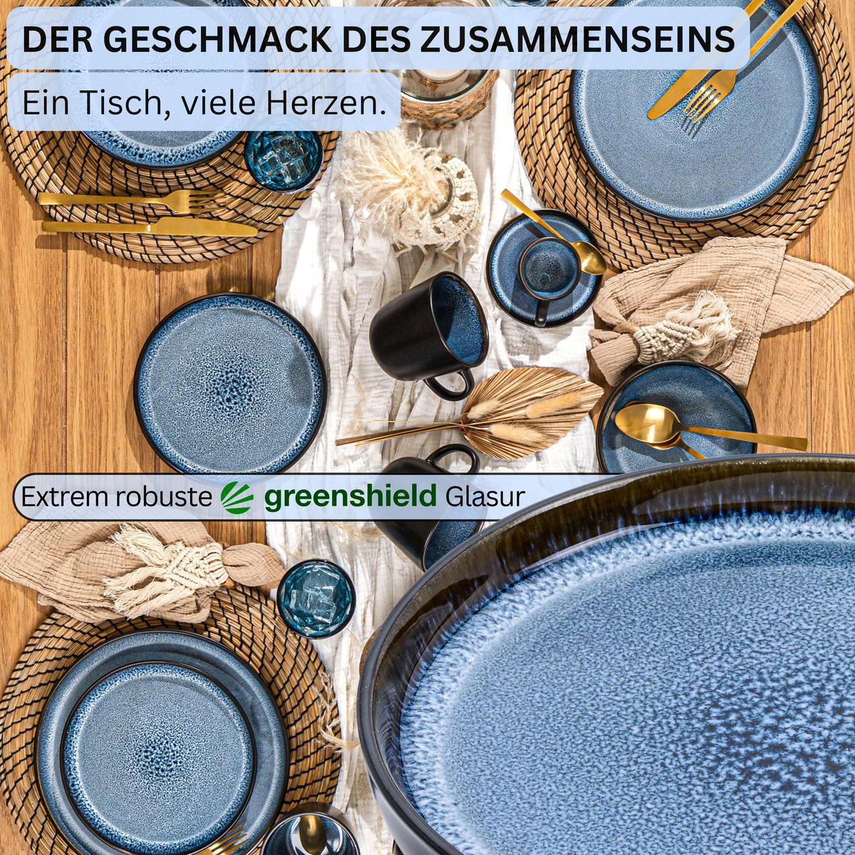 SPEISETELLER SET ARUBA - 6 teilig aus Steingut - Blau, Keramik (17cm) - Sänger