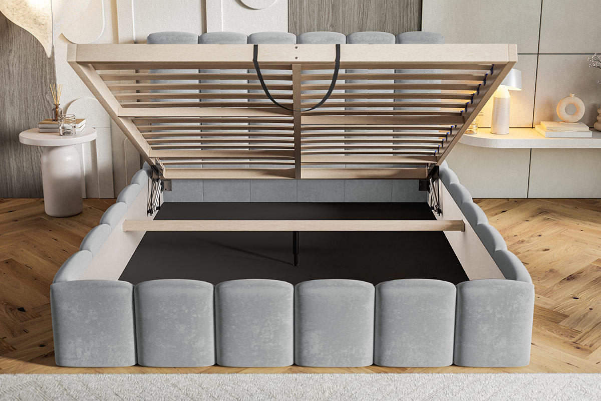 POLSTERBETT 140x200 Palermo mit Bettkasten, Lattenrost, Boucle, Creme - Creme, Holz/Textil (140/200cm) - Emporius