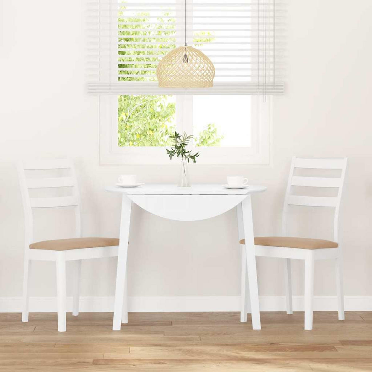 ESSZIMMERSTÜHLE mit Kissen 2 Stk. Weiß Massivholz Gummibaum 48.5*49*90cm - Weiß/Braun, Holz (48.5/90/49cm) - ZMH