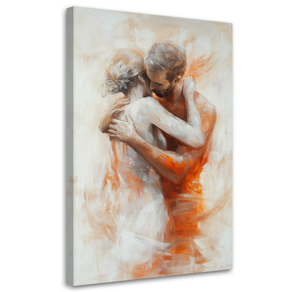 WANDBILD nacktes liebespaar beige - Orange, Textil (80/120cm) - Feeby
