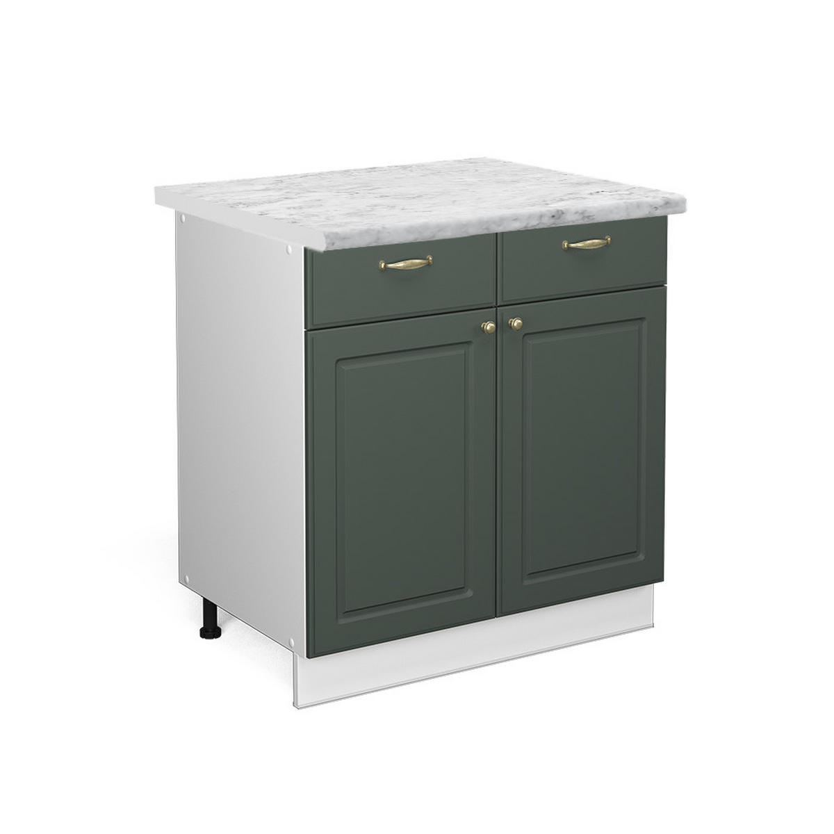 KÜCHENUNTERSCHRANK Fame-Line Grün-Gold Landhaus 80 cm, AP Marmor - Weiß/Grün, Holzwerkstoff (80/82/60cm) - Vicco