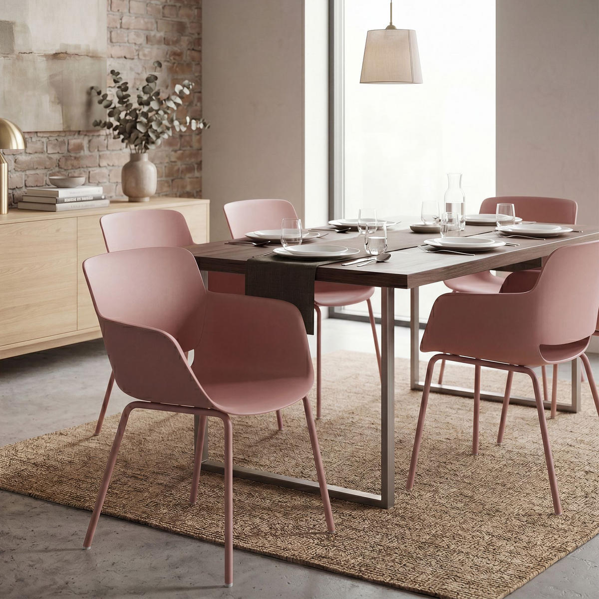 STUHL Kunststoff Pink - Pink, Kunststoff/Metall (58/80/54cm) - CLP