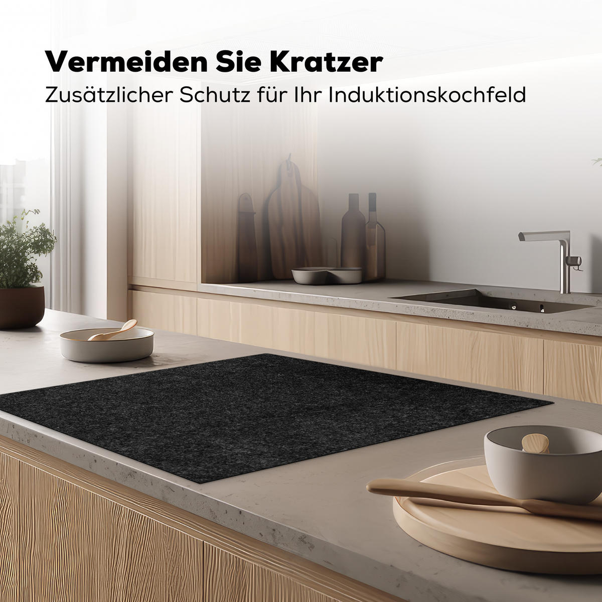 HERDABDECKPLATTE Granit - Schwarz - Granitstruktur - Dunkel Induktionsmatte 78x78 cm - Schwarz, Kunststoff (78/78/0.2cm) - MuchoWow