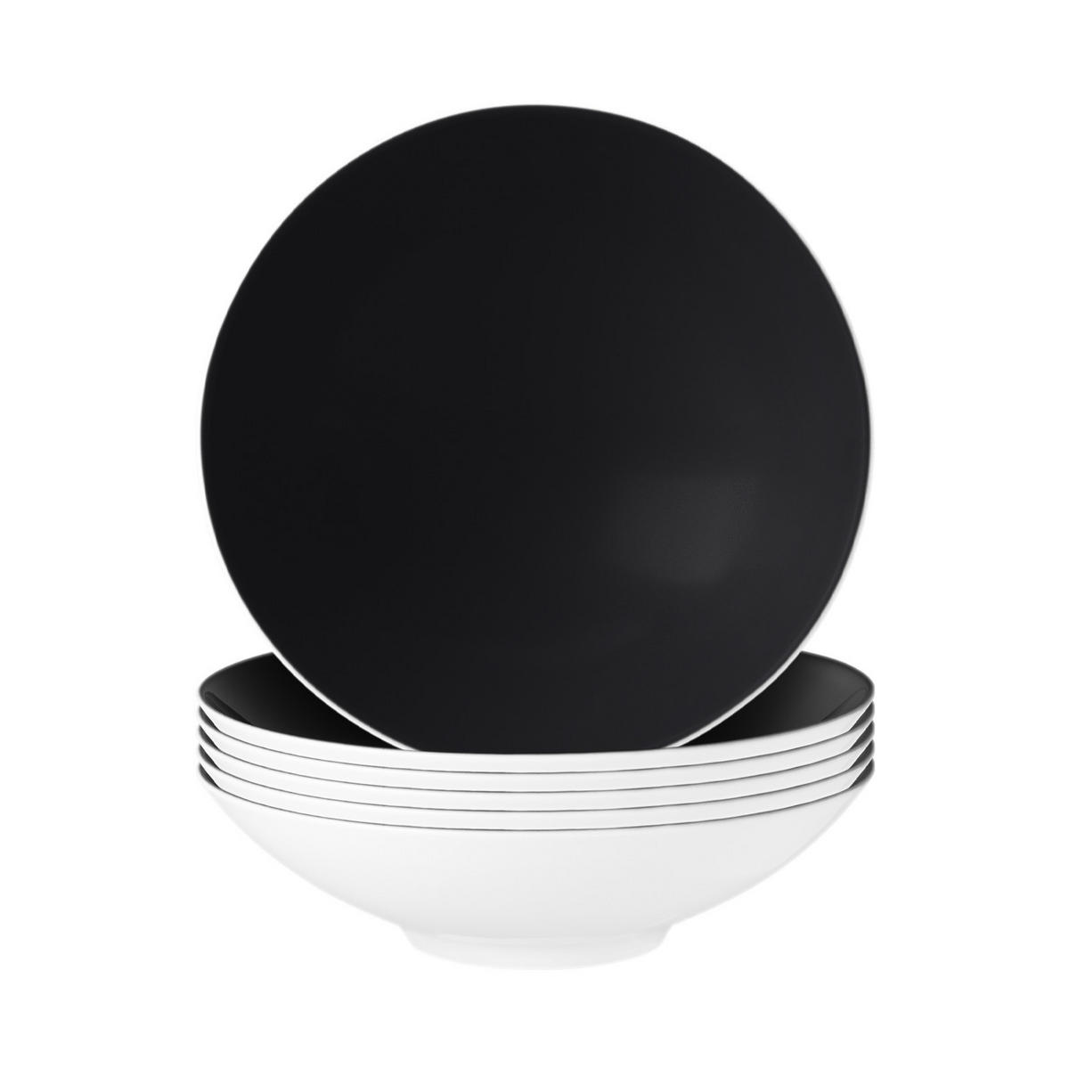 SUPPENTELLER Life Fashion Glamorous Black ø 20 cm 6er Set - Schwarz, Keramik (20cm) - Seltmann Weiden
