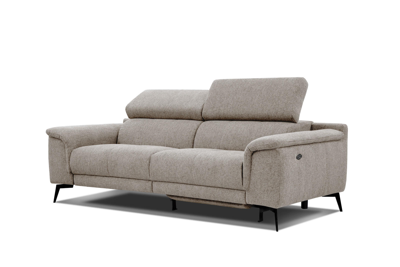 RELAXSOFA FIERO 3-Sitzer mit 1 Relaxfunktion, taupe - Taupe/Schwarz, Holzwerkstoff/Textil (212/82/103cm) - Courtois Laville