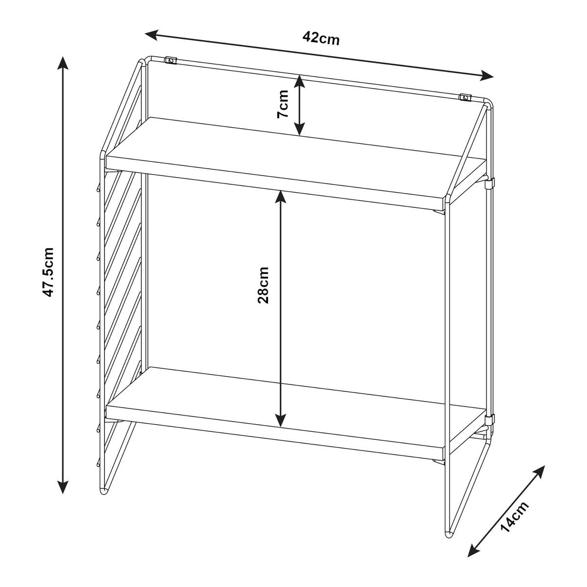 WANDREGAL Bømlo - Eichefarben/Weiß, Metall (42/47.5/14cm) - [en.casa]