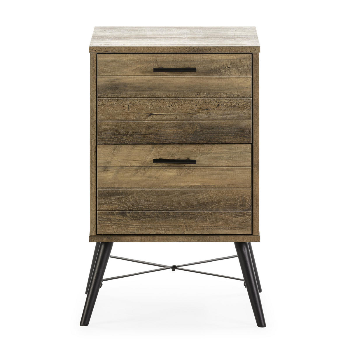 NACHTTISCH Clavel 2 Schubladen rustikale Farbe - Wildeiche, Holzwerkstoff/Metall (40/66/40cm) - VS Venta-stock