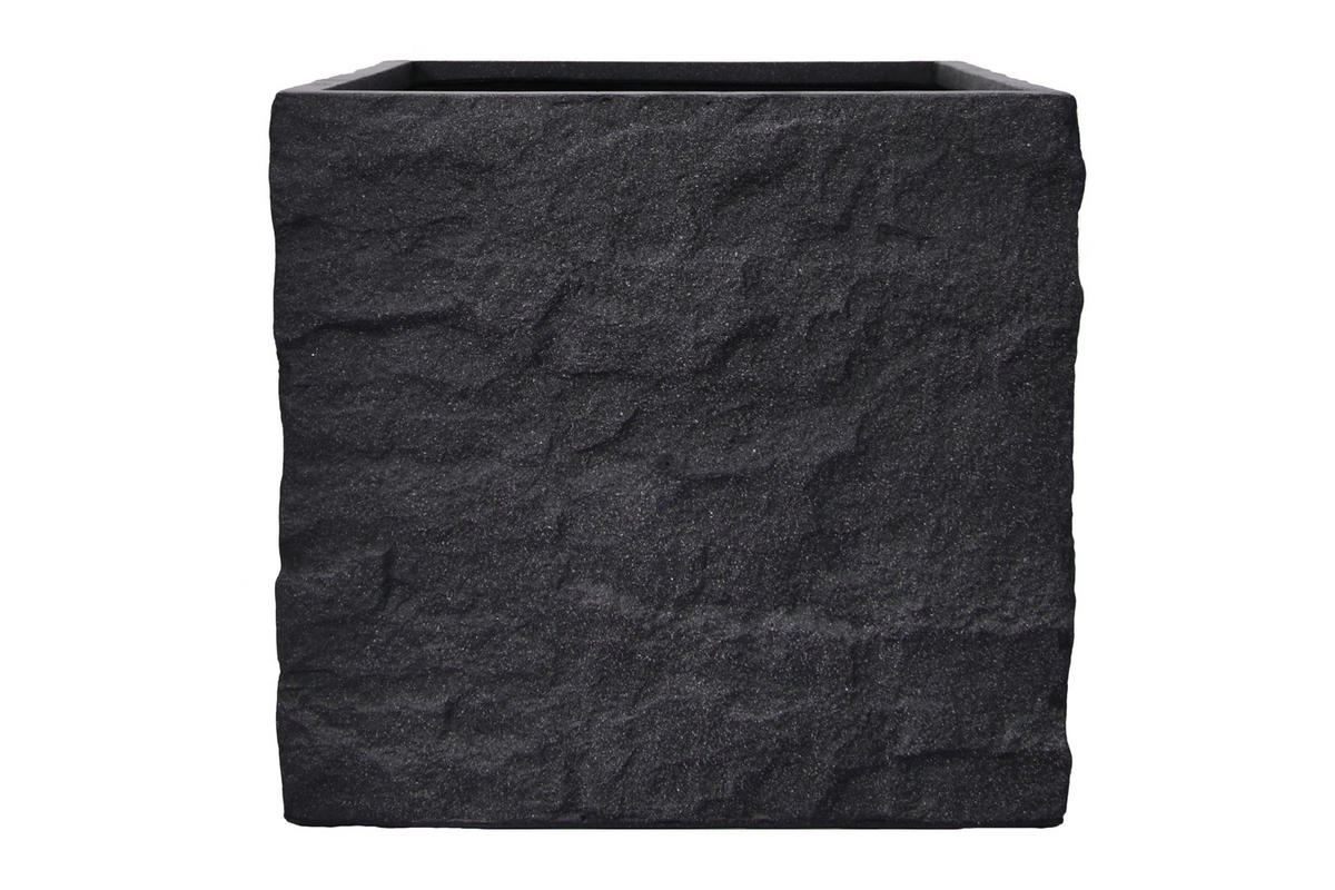 PFLANZKASTEN The Rock 53x50 cm, Steinoptik Anthrazit, Fiberstone - Anthrazit, Kunststoff (53/50/53cm) - dasmöbelwerk