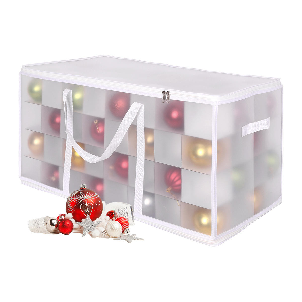 WEIHNACHTSKUGEL-AUFBEWAHRUNGSBOX - Transparent, Wellpappe/Kunststoff (73/37/36cm) - Relaxdays