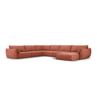 PANORAMASOFA links Kaelle aus Chenille-Stoff terrakotta 8 Sitzplätze - Terra cotta, Textil (284/85/384cm) - Micadoni