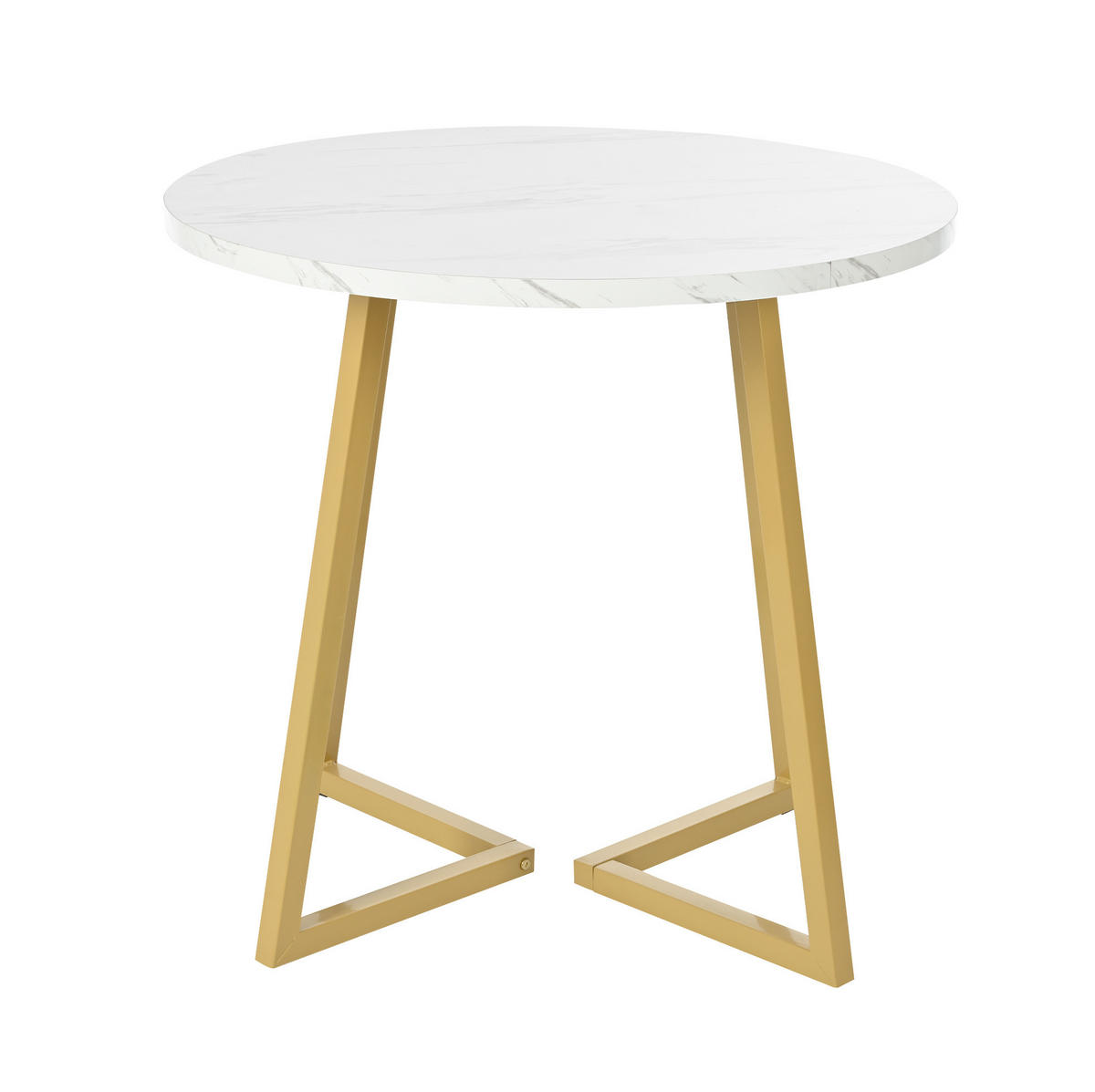 JEDÁLENSKÝ stôl MDF 80 cm biely s mramorovým dekorom a kovovou podnožou - biela, kompozitné drevo (80/80/75cm) - BEAOK
