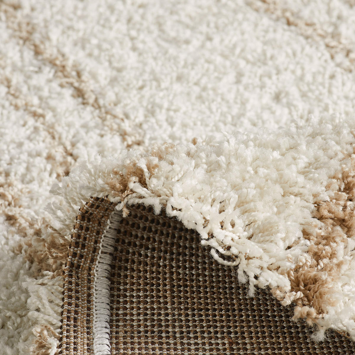 TEPPICH shaggy mit grafischem Muster in Beige Olympe 200x280 cm - Beige, Textil (200/280cm) - Nazar Rugs