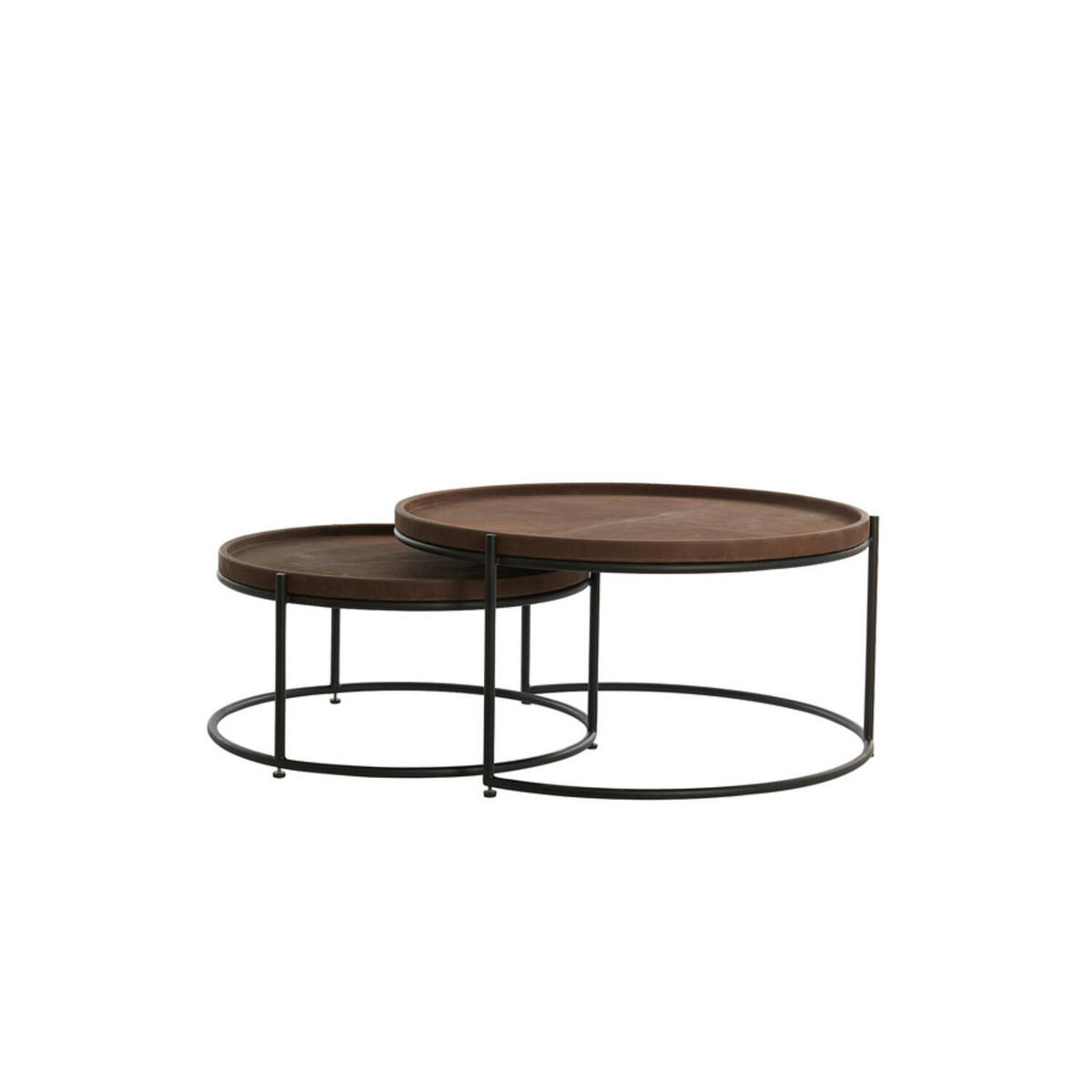 COUCHTISCH JAIRO 2er Set, Leder, Braun-Schwarz - Schwarz/Braun, Leder (79/79/38cm) - Light & Living