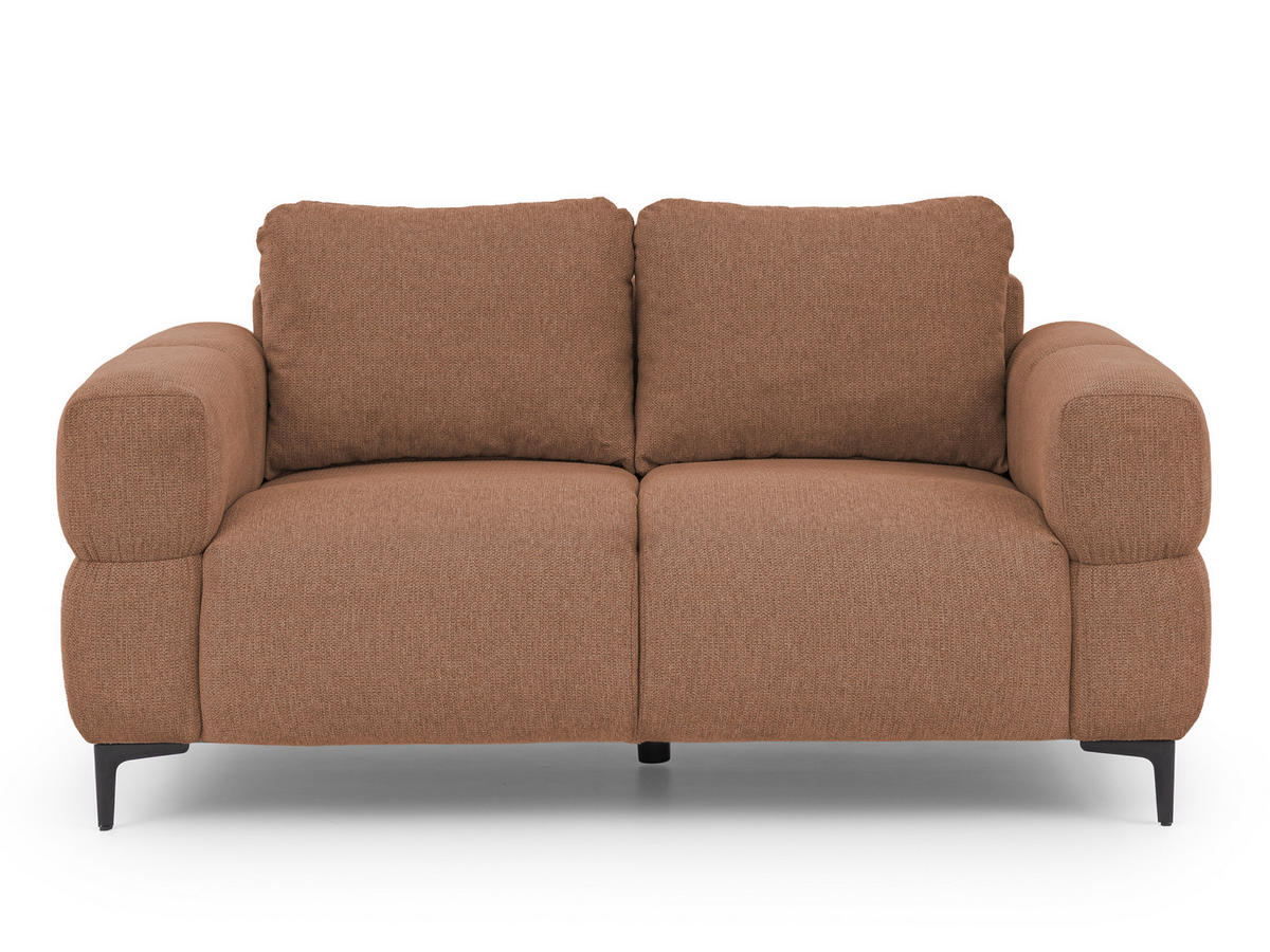 DVOJMIESTNA POHOVKA Cardea v bublinkovom vzhľade z mäkkej terakotovej štruktúrovanej látky - čierna/terakotová, kov/drevo (154/80/97cm) - S-Style Möbel