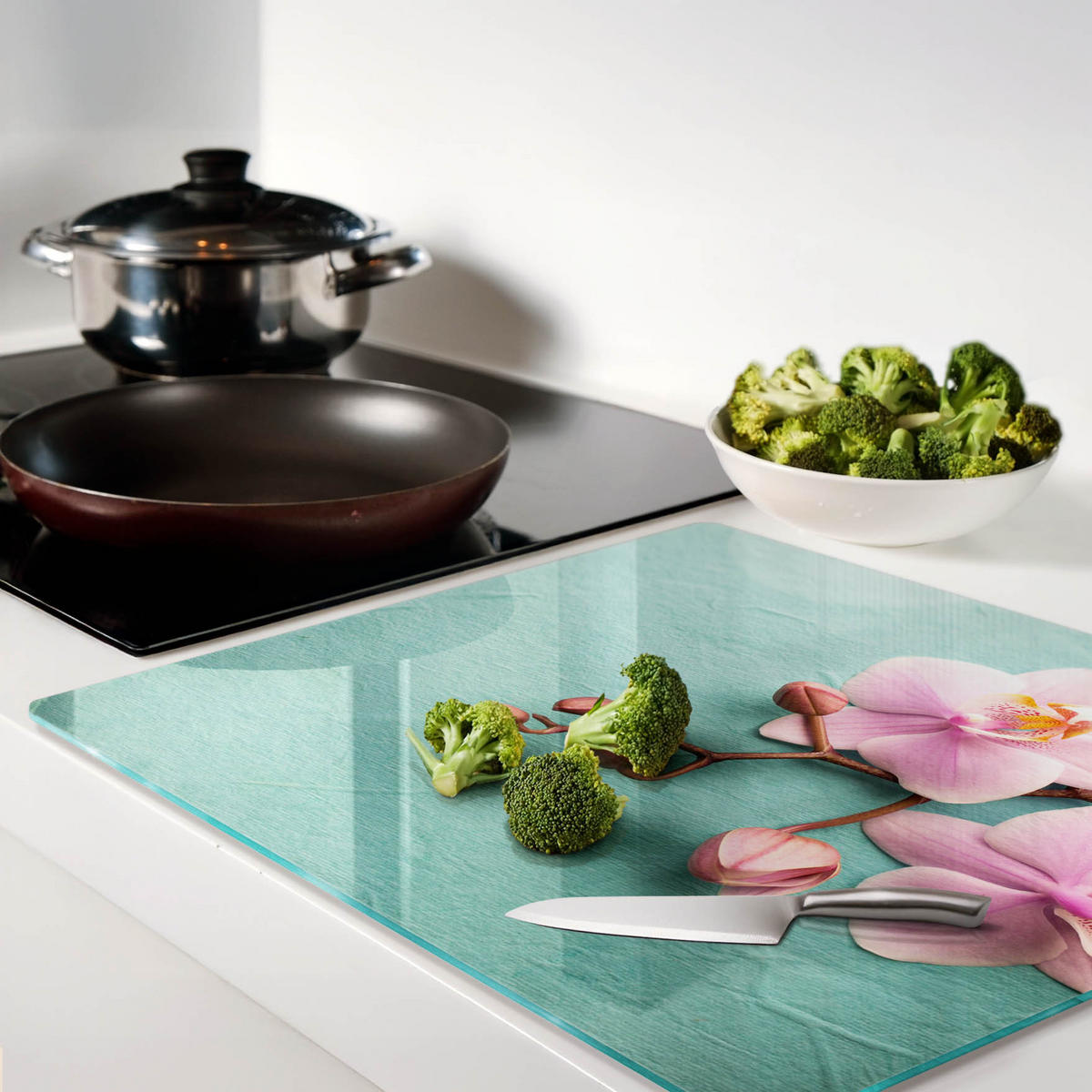GLASPLATTE 60x52 cm Orchidee - Pink, Glas (60/0.4/52cm) - TULUP