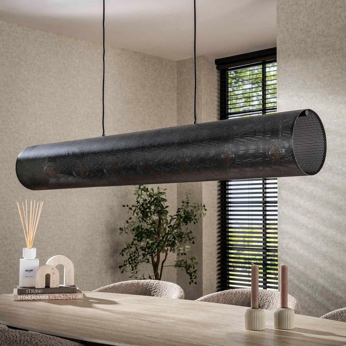 HÄNGELEUCHTE Tube Schwarz 20/145/ 150 cm - Schwarz, Metall (20/145/150cm) - Hoyz Collection