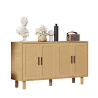 SIDEBOARD in Eichenoptik mit 4 Türen & Rattan-Imitation - Eichefarben, Holzwerkstoff (40/80/140cm) - SHOPENTRA