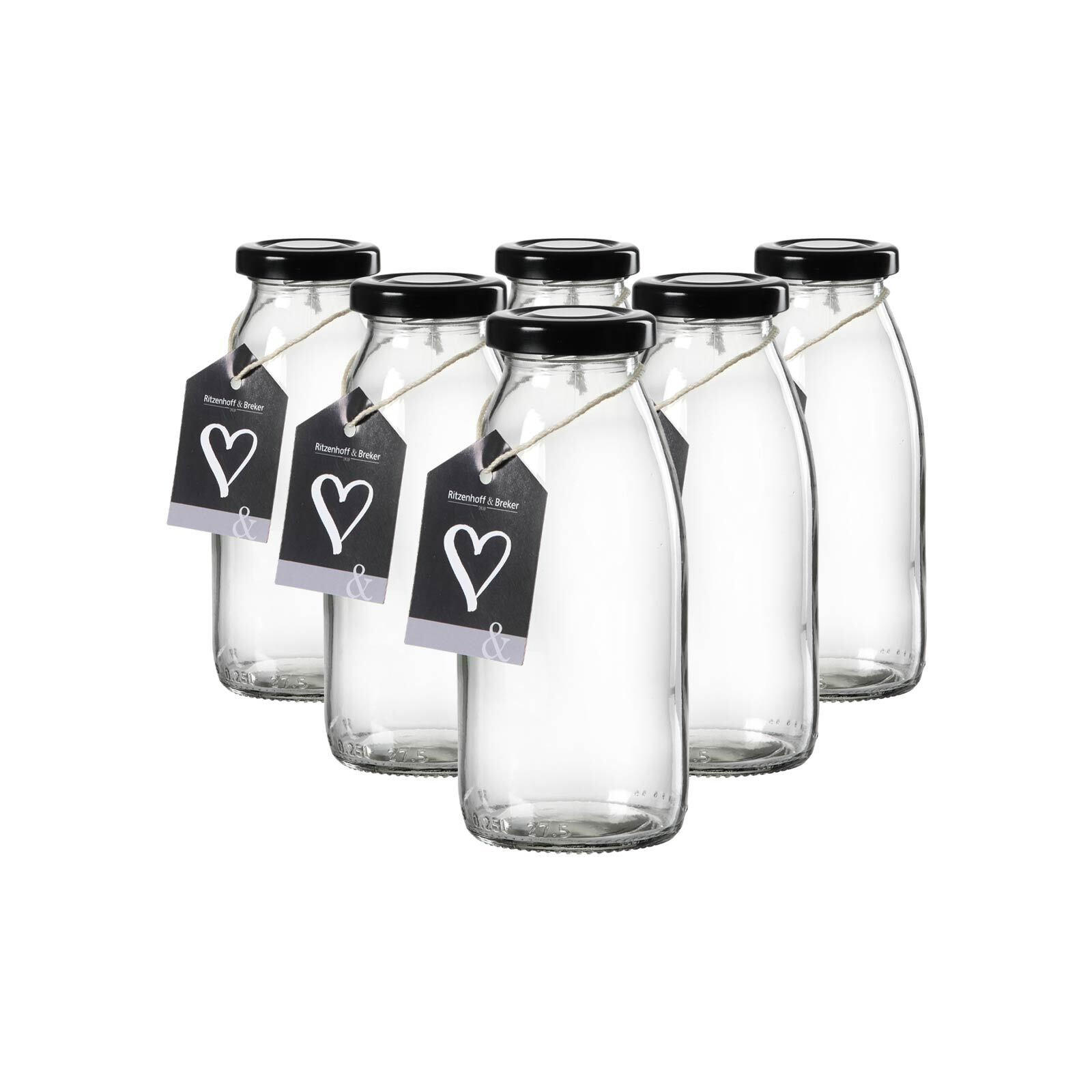 MILCHFLASCHEN Mara transparent 250 ml 6er Set - Transparent, Glas (6/14/6cm) - Ritzenhoff Breker