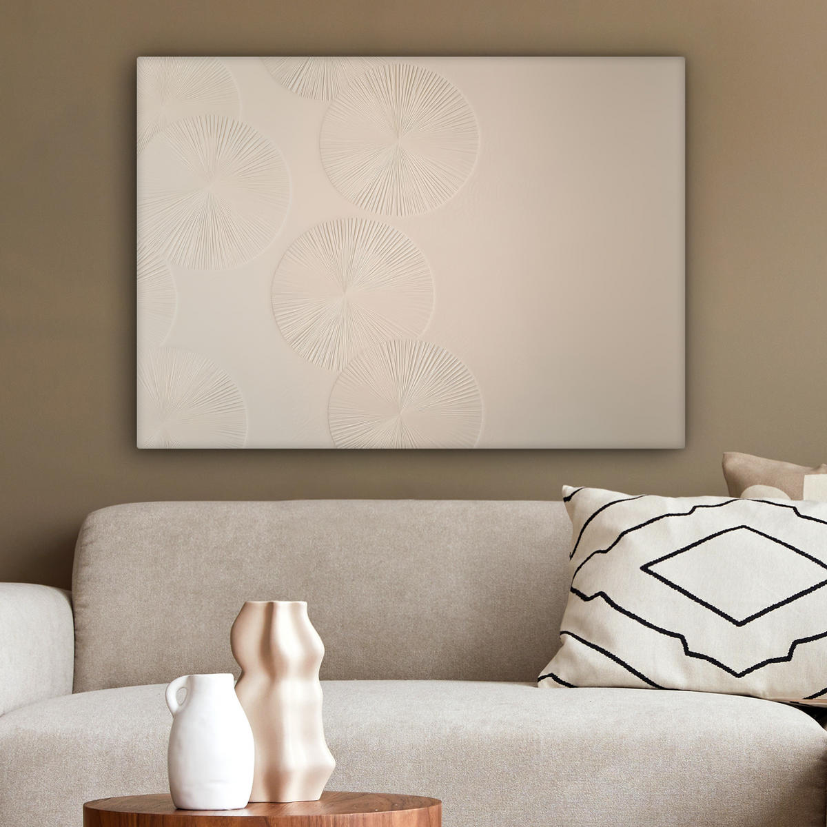 LEINWANDBILD Japandi - Beige - Modern Wandbilder 80x60 cm - Ecru, Textil (80/60cm) - MuchoWow