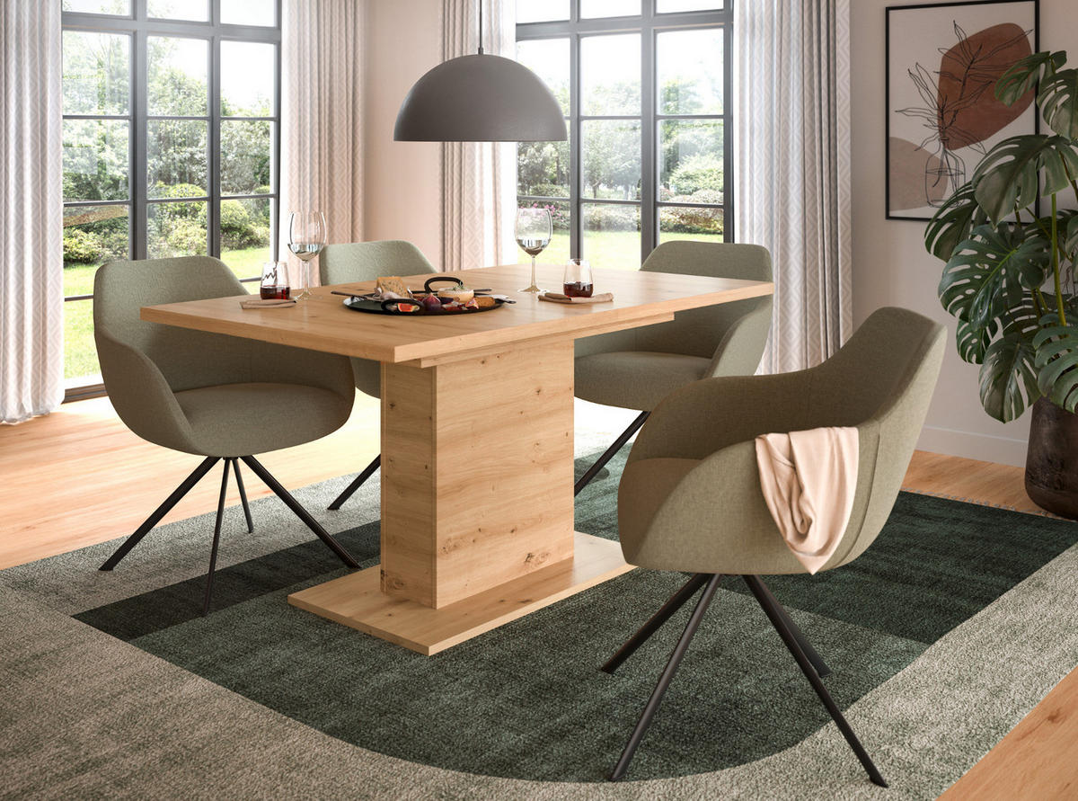 ESSTISCH Eiche Artisan, Küchentisch ausziehbar 150 - 190 cm - Eiche Artisan, Holzwerkstoff/Metall (150/90/76cm) - Inn.Furn