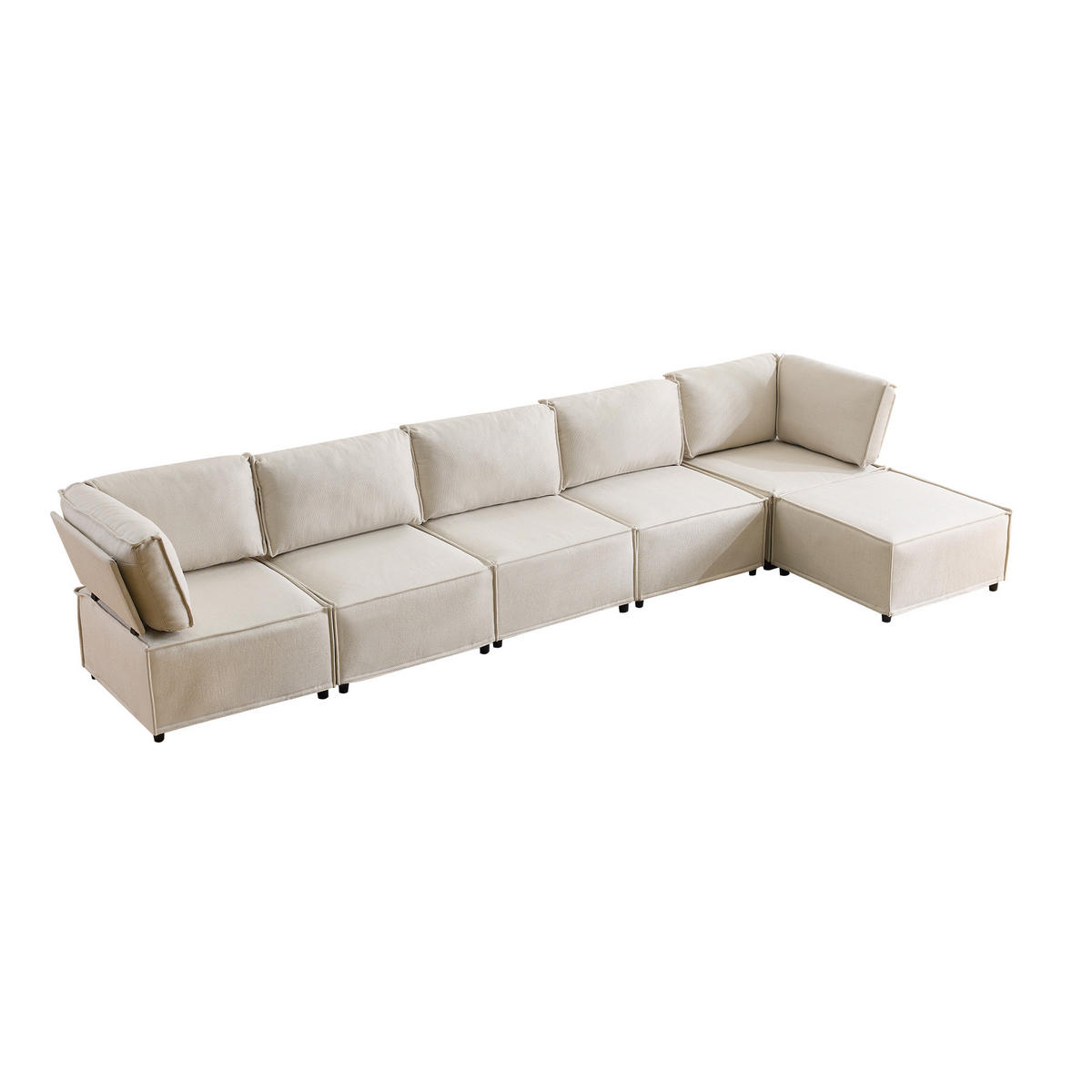 WOHNLANDSCHAFT DE-35016 flexibel kombinierbar Beige - Beige, Holzwerkstoff (152/77/308cm) - ComfortXL