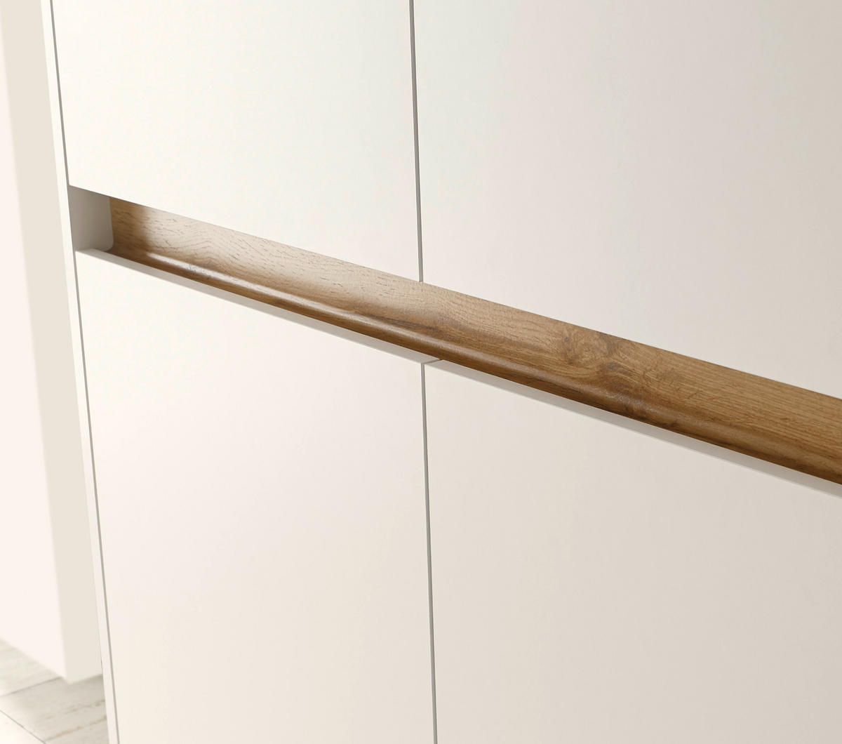 AKTENSCHRANK Weiß matt, Eiche Wotan 100 x 122 cm, Highboard 4-türig mit viel Stauraum - Eichefarben/Silberfarben, Holzwerkstoff/Kunststoff (100/122/40cm) - Furn.Design